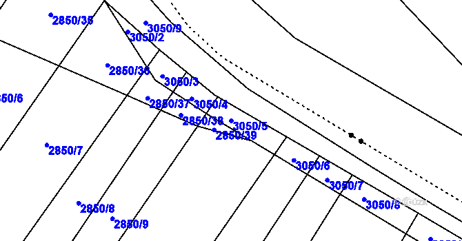 Parcela st. 3050/5 v KÚ Opava-Předměstí, Katastrální mapa