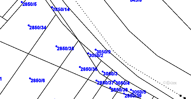 Parcela st. 3050/9 v KÚ Opava-Předměstí, Katastrální mapa