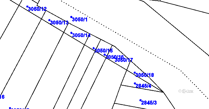 Parcela st. 3050/16 v KÚ Opava-Předměstí, Katastrální mapa