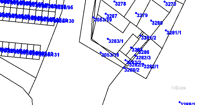Parcela st. 3053/18 v KÚ Opava-Předměstí, Katastrální mapa