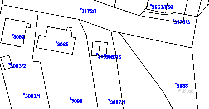 Parcela st. 3087/3 v KÚ Opava-Předměstí, Katastrální mapa