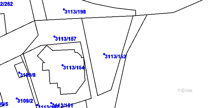 Parcela st. 3113/152 v KÚ Opava-Předměstí, Katastrální mapa