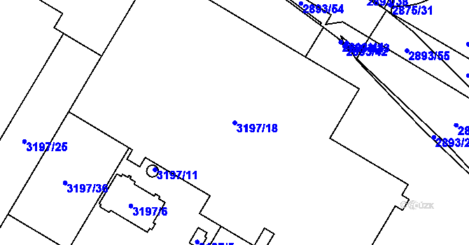 Parcela st. 3197/18 v KÚ Opava-Předměstí, Katastrální mapa