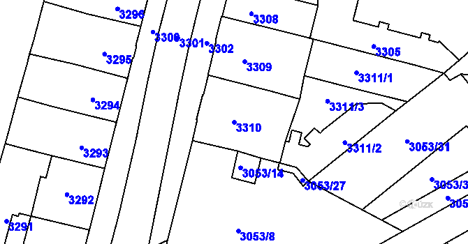Parcela st. 3310 v KÚ Opava-Předměstí, Katastrální mapa