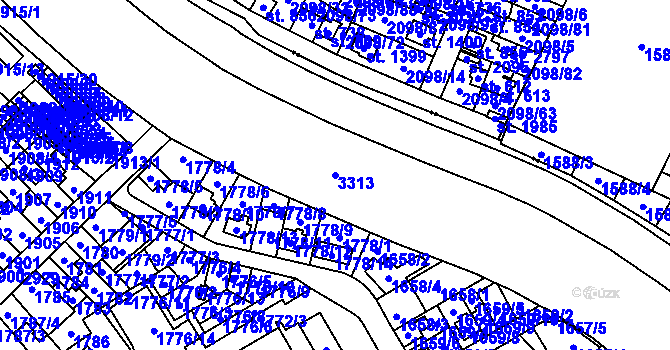 Parcela st. 3313 v KÚ Opava-Předměstí, Katastrální mapa