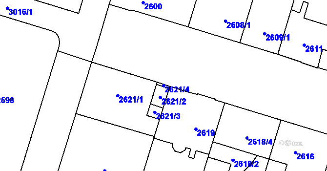 Parcela st. 2621/4 v KÚ Opava-Předměstí, Katastrální mapa
