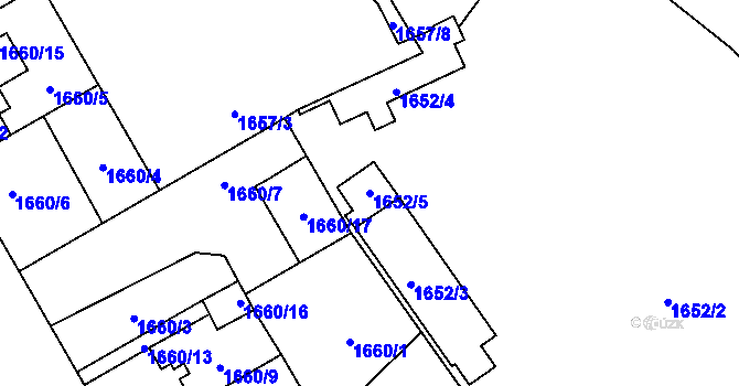Parcela st. 1652/5 v KÚ Opava-Předměstí, Katastrální mapa