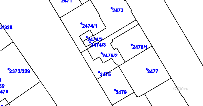 Parcela st. 2476/2 v KÚ Opava-Předměstí, Katastrální mapa