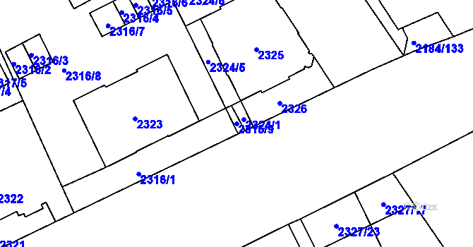 Parcela st. 2316/9 v KÚ Opava-Předměstí, Katastrální mapa