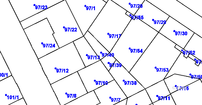 Parcela st. 97/40 v KÚ Opava-Předměstí, Katastrální mapa