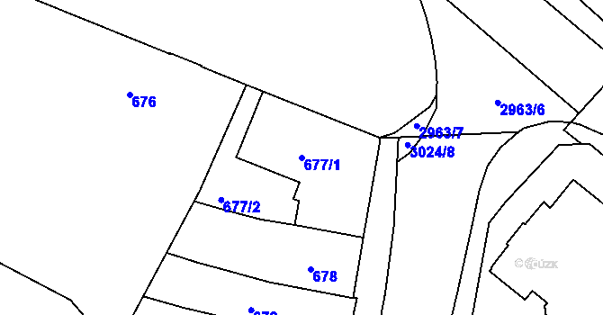 Parcela st. 677/1 v KÚ Opava-Předměstí, Katastrální mapa