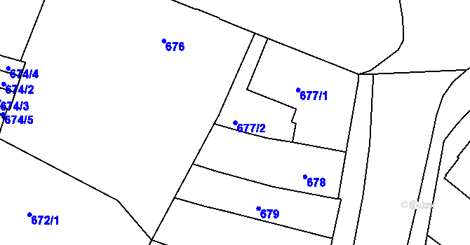 Parcela st. 677/2 v KÚ Opava-Předměstí, Katastrální mapa