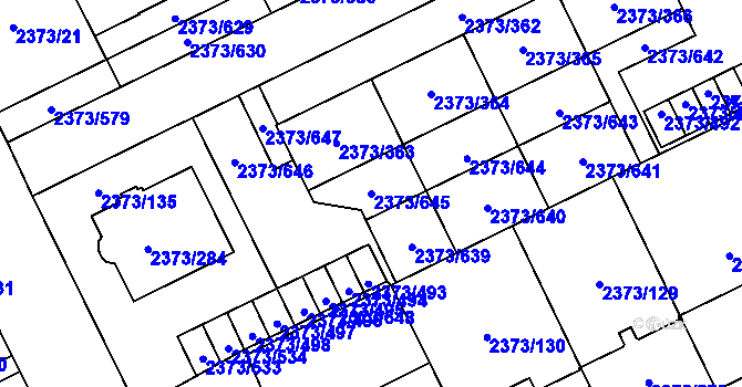 Parcela st. 2373/645 v KÚ Opava-Předměstí, Katastrální mapa