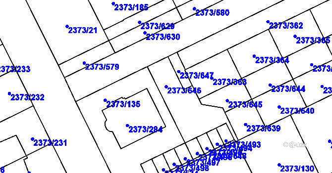 Parcela st. 2373/646 v KÚ Opava-Předměstí, Katastrální mapa