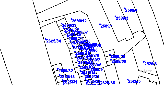 Parcela st. 2589/36 v KÚ Opava-Předměstí, Katastrální mapa