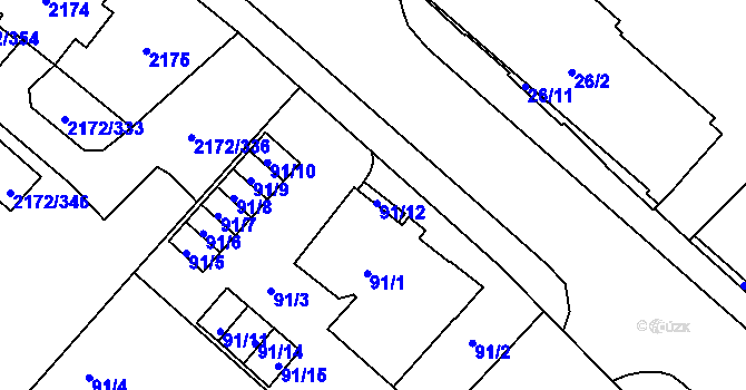 Parcela st. 91/12 v KÚ Opava-Předměstí, Katastrální mapa