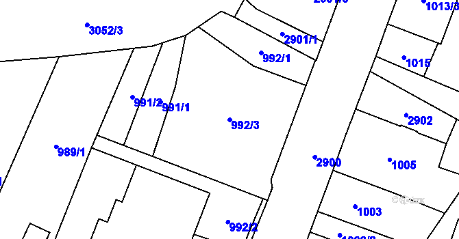 Parcela st. 992/3 v KÚ Opava-Předměstí, Katastrální mapa