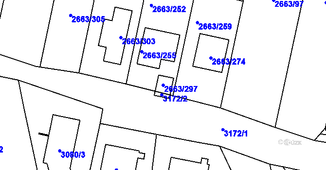 Parcela st. 2663/297 v KÚ Opava-Předměstí, Katastrální mapa