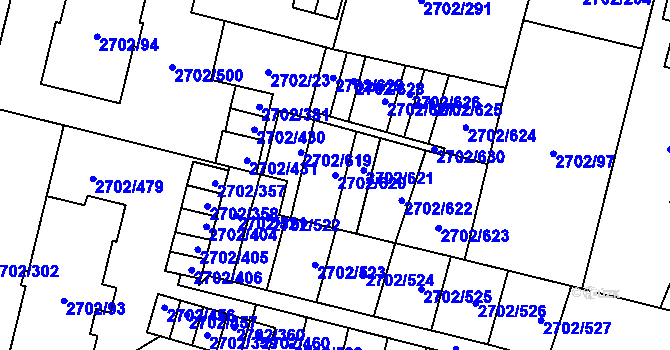 Parcela st. 2702/620 v KÚ Opava-Předměstí, Katastrální mapa