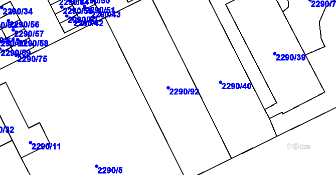 Parcela st. 2290/92 v KÚ Opava-Předměstí, Katastrální mapa