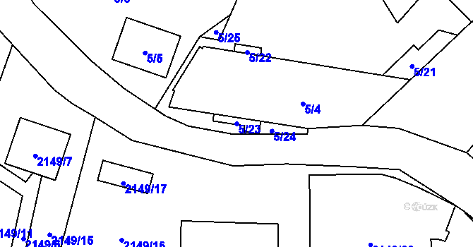 Parcela st. 5/23 v KÚ Opava-Předměstí, Katastrální mapa