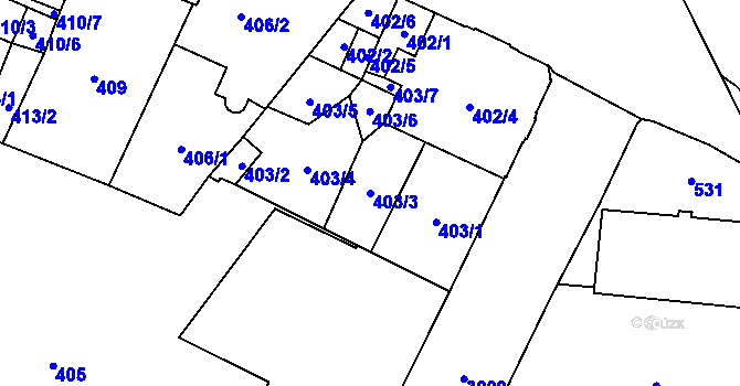 Parcela st. 403/3 v KÚ Opava-Předměstí, Katastrální mapa