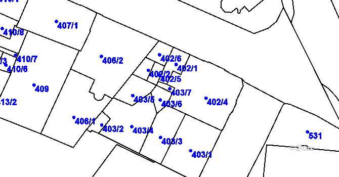 Parcela st. 403/7 v KÚ Opava-Předměstí, Katastrální mapa