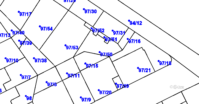 Parcela st. 97/50 v KÚ Opava-Předměstí, Katastrální mapa