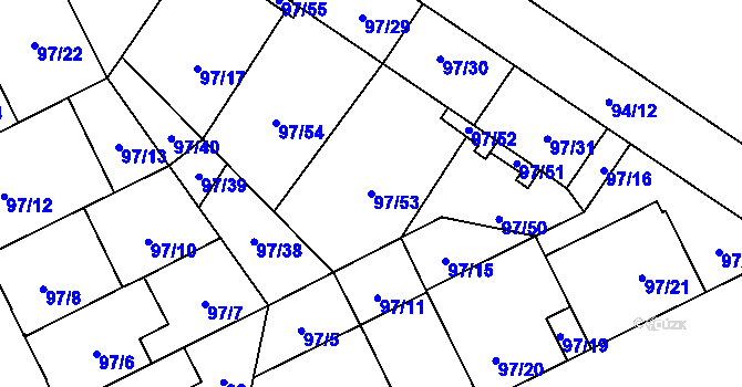 Parcela st. 97/53 v KÚ Opava-Předměstí, Katastrální mapa
