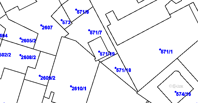 Parcela st. 571/19 v KÚ Opava-Předměstí, Katastrální mapa