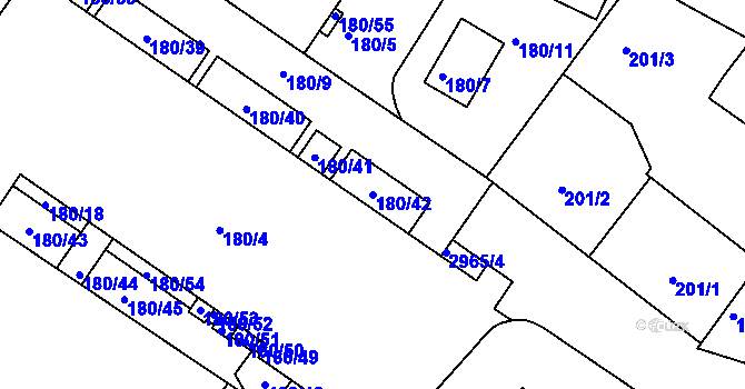 Parcela st. 180/42 v KÚ Opava-Předměstí, Katastrální mapa