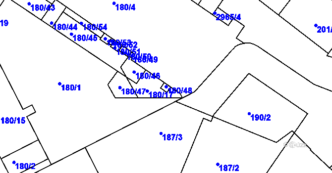 Parcela st. 180/48 v KÚ Opava-Předměstí, Katastrální mapa