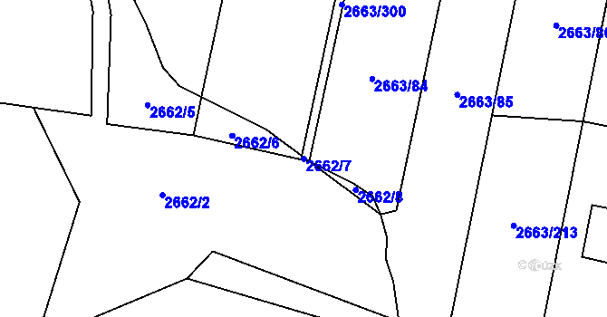 Parcela st. 2662/7 v KÚ Opava-Předměstí, Katastrální mapa