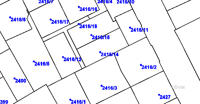 Parcela st. 2416/14 v KÚ Opava-Předměstí, Katastrální mapa