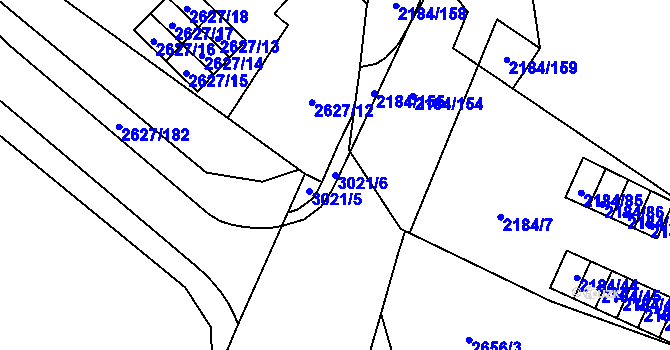 Parcela st. 3021/6 v KÚ Opava-Předměstí, Katastrální mapa