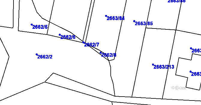 Parcela st. 2662/8 v KÚ Opava-Předměstí, Katastrální mapa