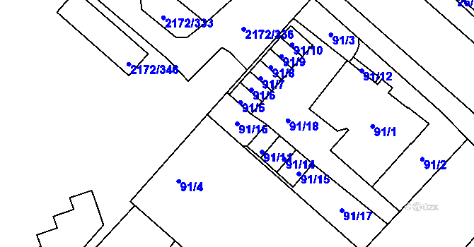 Parcela st. 91/16 v KÚ Opava-Předměstí, Katastrální mapa