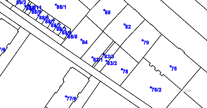Parcela st. 83/3 v KÚ Opava-Předměstí, Katastrální mapa