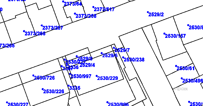Parcela st. 2529/6 v KÚ Opava-Předměstí, Katastrální mapa