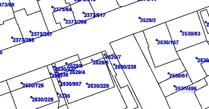 Parcela st. 2529/7 v KÚ Opava-Předměstí, Katastrální mapa