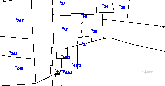Parcela st. 38 v KÚ Jaktař, Katastrální mapa