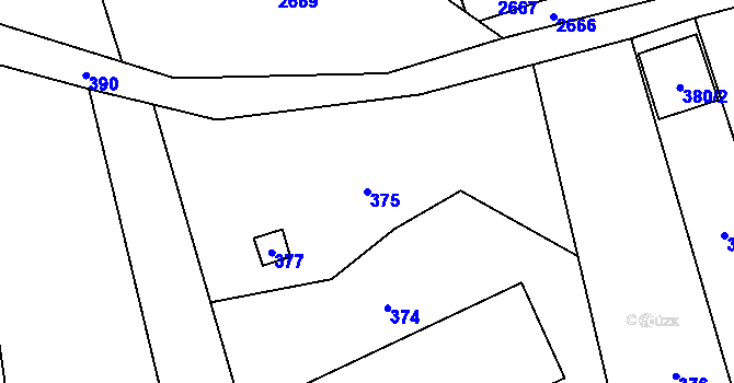 Parcela st. 375 v KÚ Jaktař, Katastrální mapa