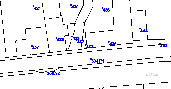 Parcela st. 433 v KÚ Jaktař, Katastrální mapa
