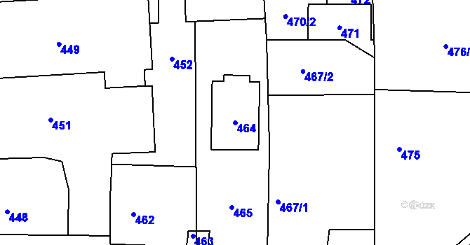Parcela st. 464 v KÚ Jaktař, Katastrální mapa