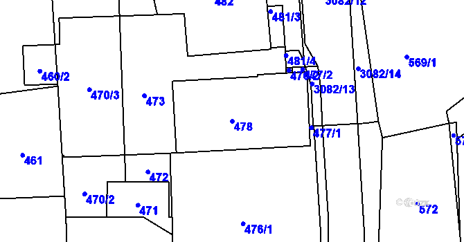 Parcela st. 478 v KÚ Jaktař, Katastrální mapa