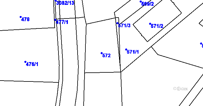 Parcela st. 572 v KÚ Jaktař, Katastrální mapa