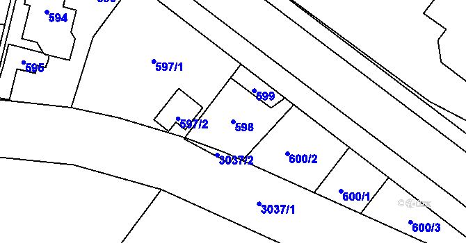 Parcela st. 598 v KÚ Jaktař, Katastrální mapa