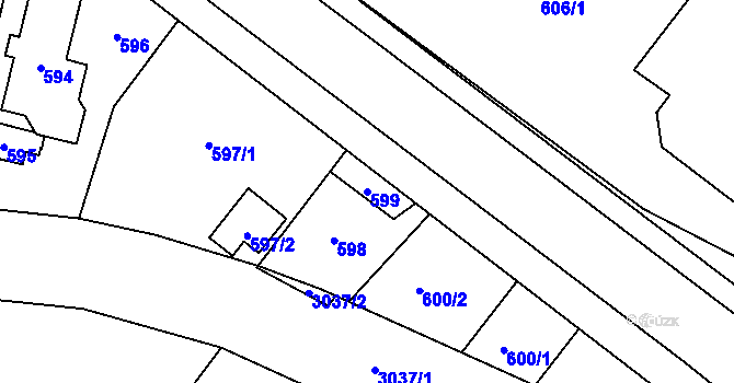Parcela st. 599 v KÚ Jaktař, Katastrální mapa