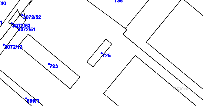 Parcela st. 725 v KÚ Jaktař, Katastrální mapa