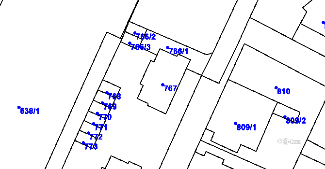 Parcela st. 767 v KÚ Jaktař, Katastrální mapa